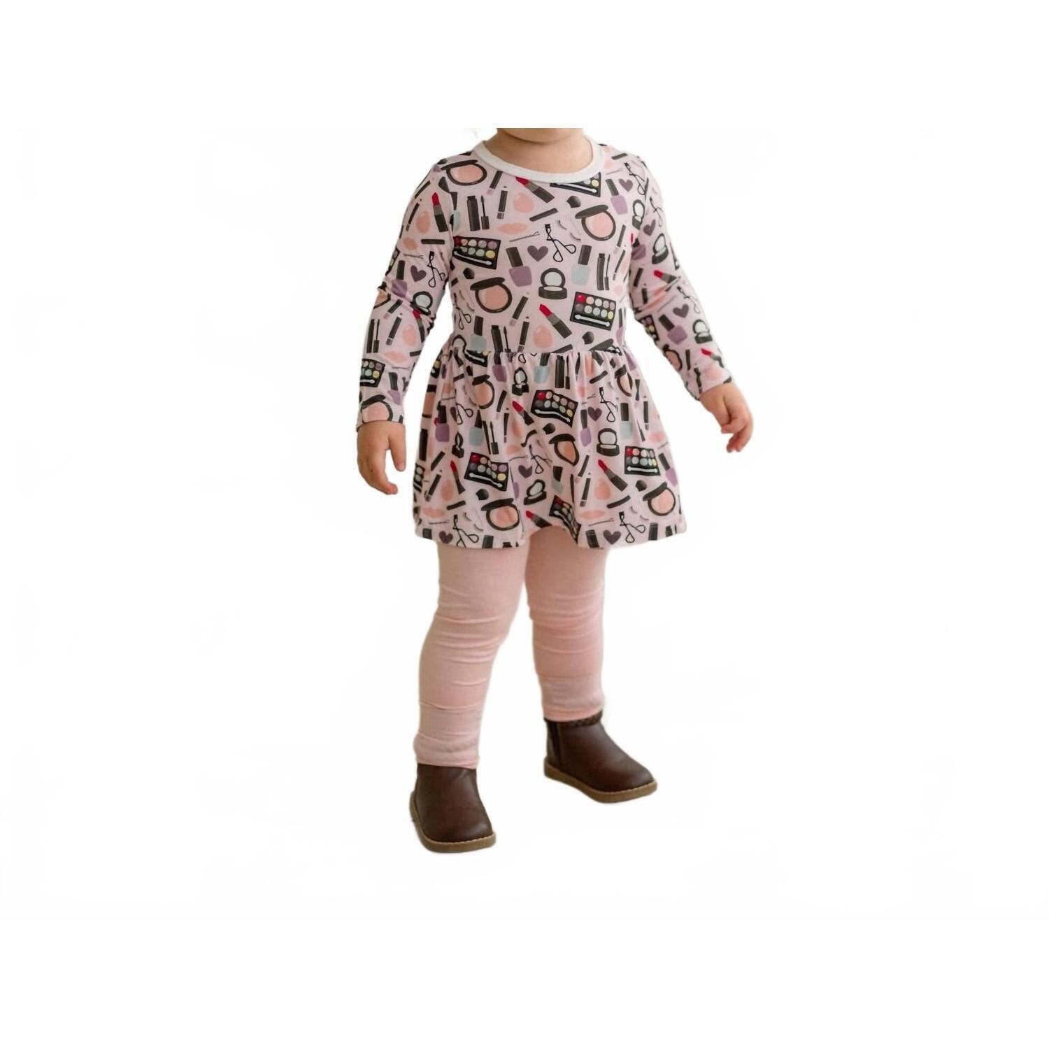 New Kickee Girls' Long Sleeve Playtime Outfit Set In Mama's Makeup